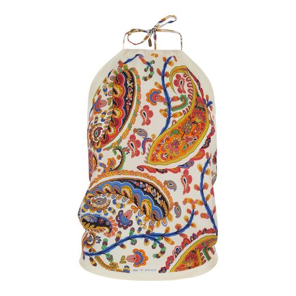 Etro Women Multicolor Silk Sleeveless Top With All-Over Paisley Motif Woman